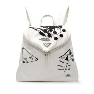 Prada 21SS Triangle Logo Plate Signe Print Backpack/Daypack 1BZ072 White Nylo...